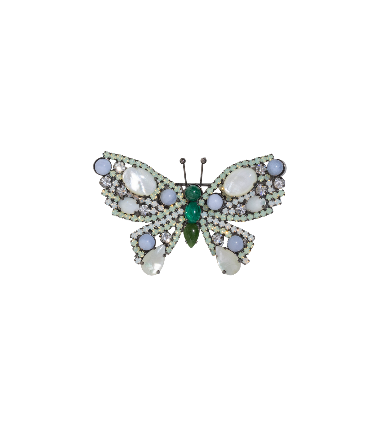 Medium Butterfly in Mother of Pearl / Blue Lace Agate / Jade
