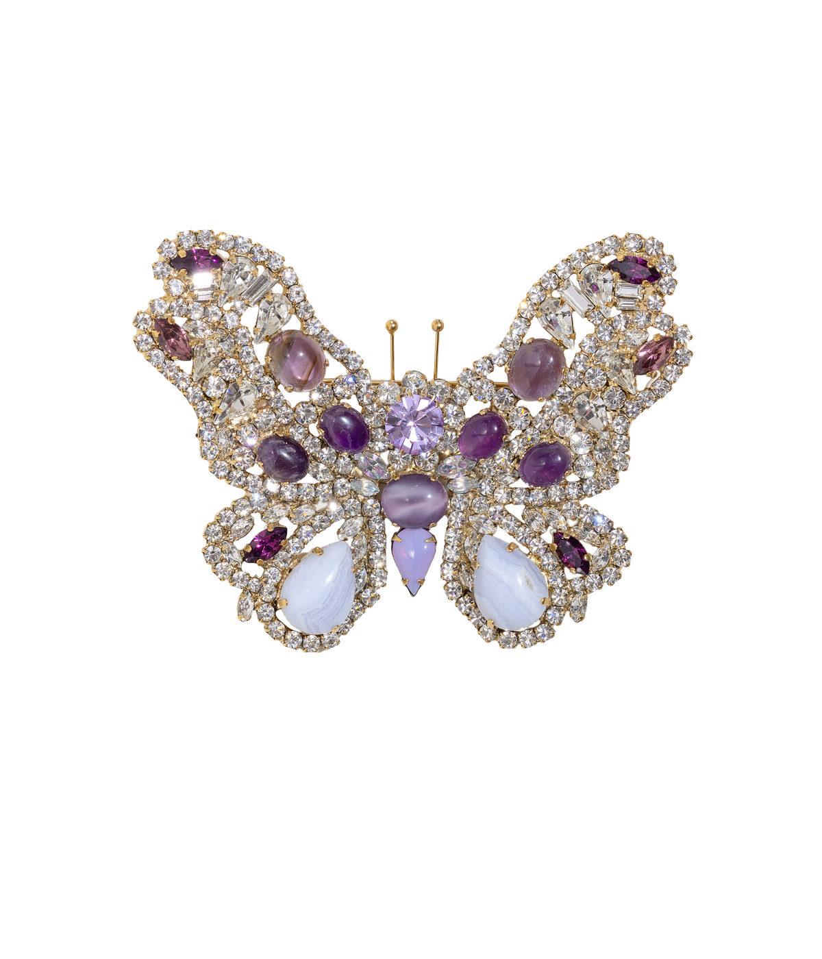 X-Large Butterfly in Amethyst / Blue Lace Agate / Crystal - Loren Hope