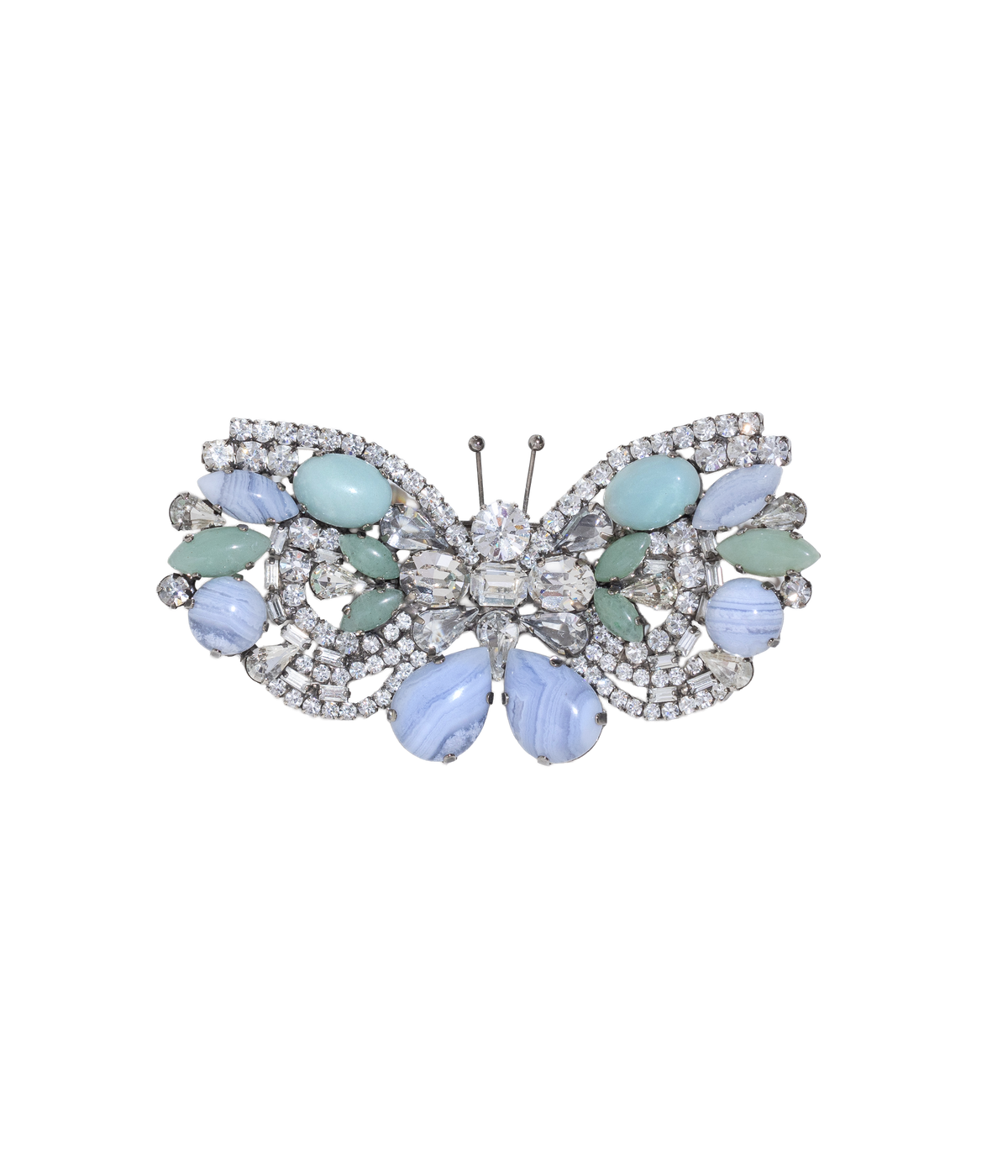 Large Butterfly in Amazonite / Blue Lace Agate / Crystal