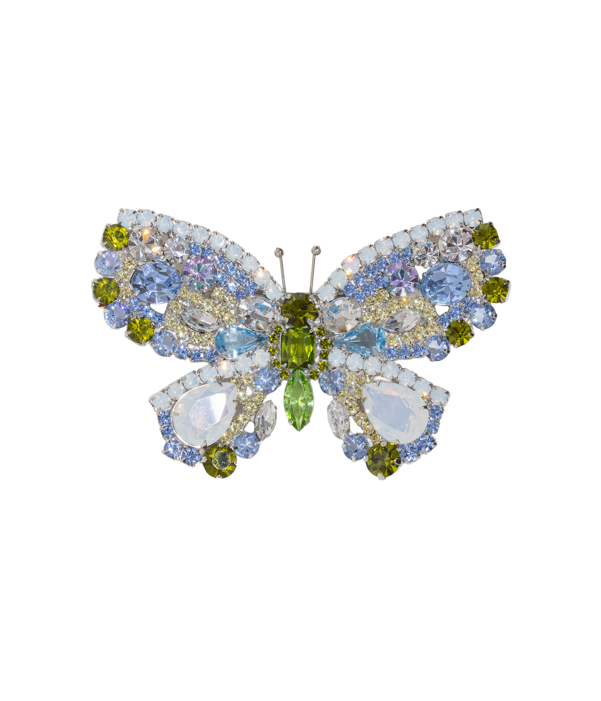 X-Large Butterfly in White Opal / Light Sapphire / Olivine