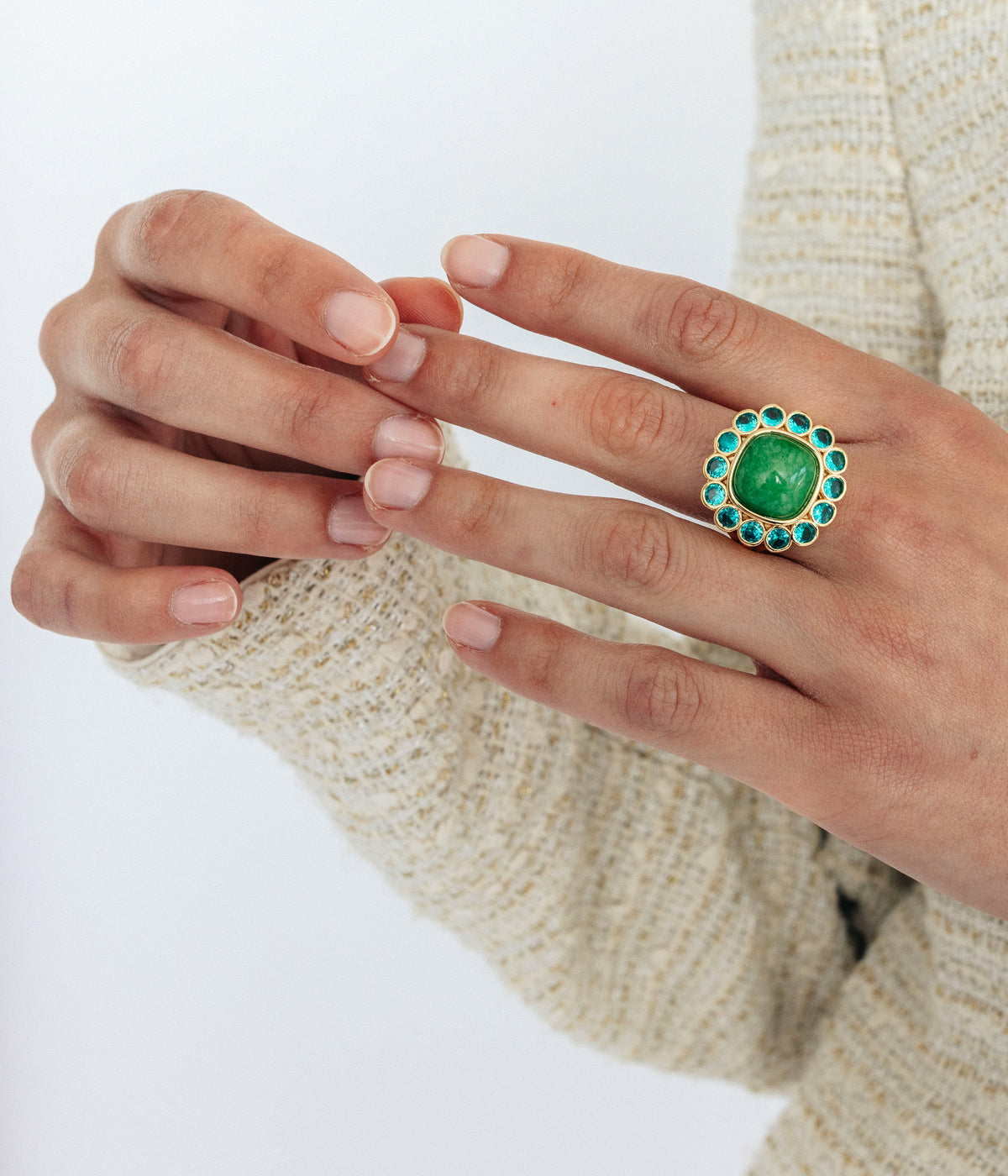 Ambrose Cocktail Ring in Green