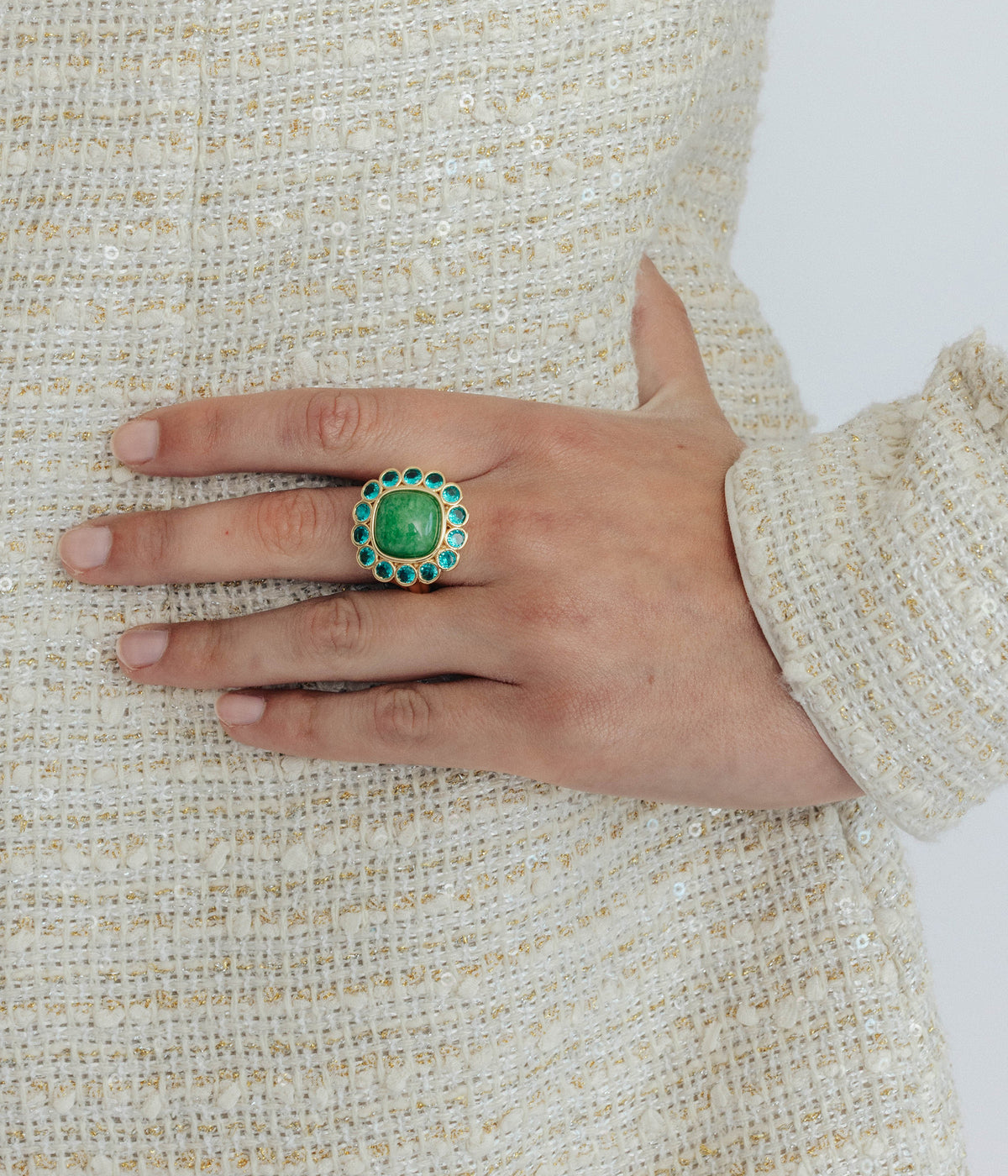 Ambrose Cocktail Ring in Green