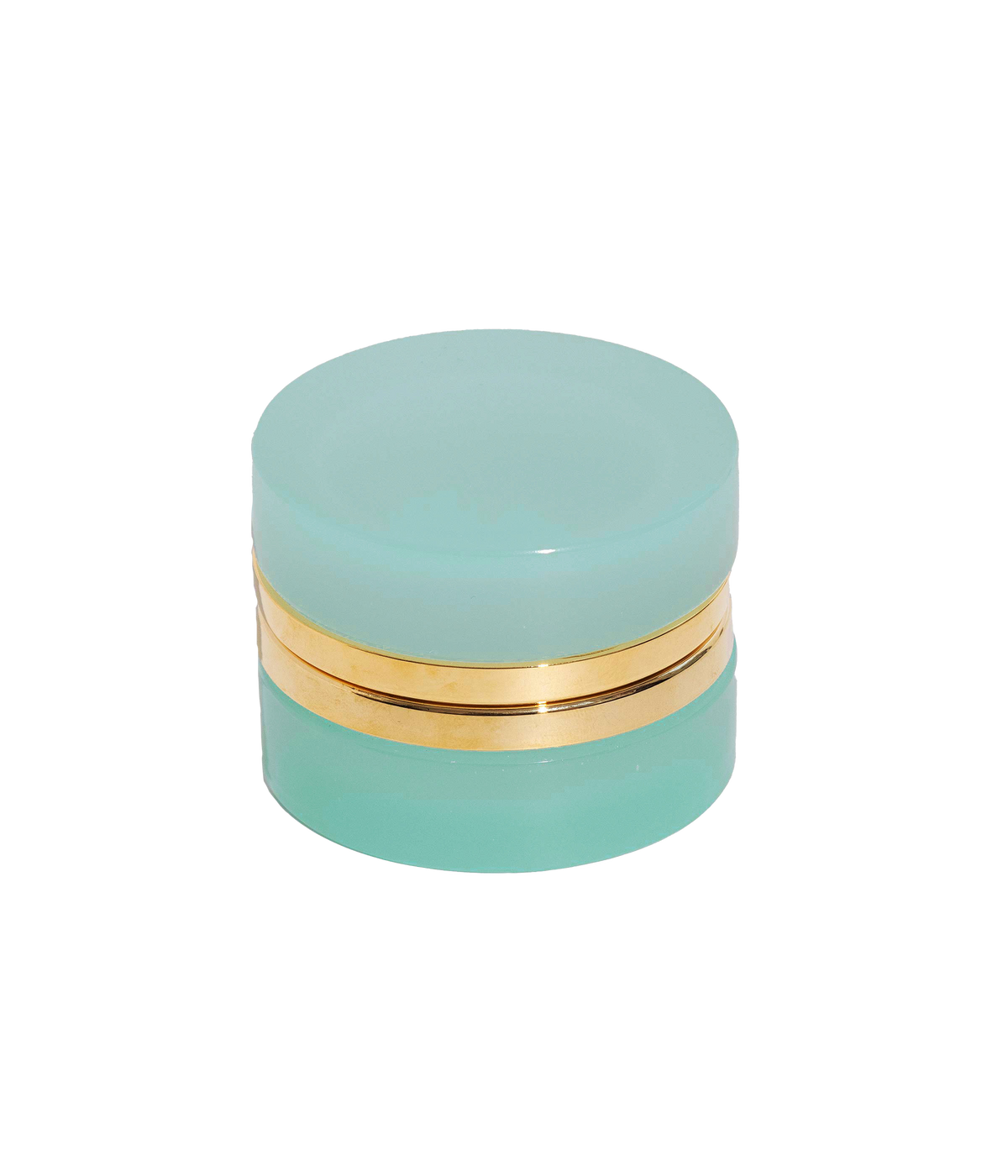 Small Round Aqua Opaline Glass Box - Loren Hope