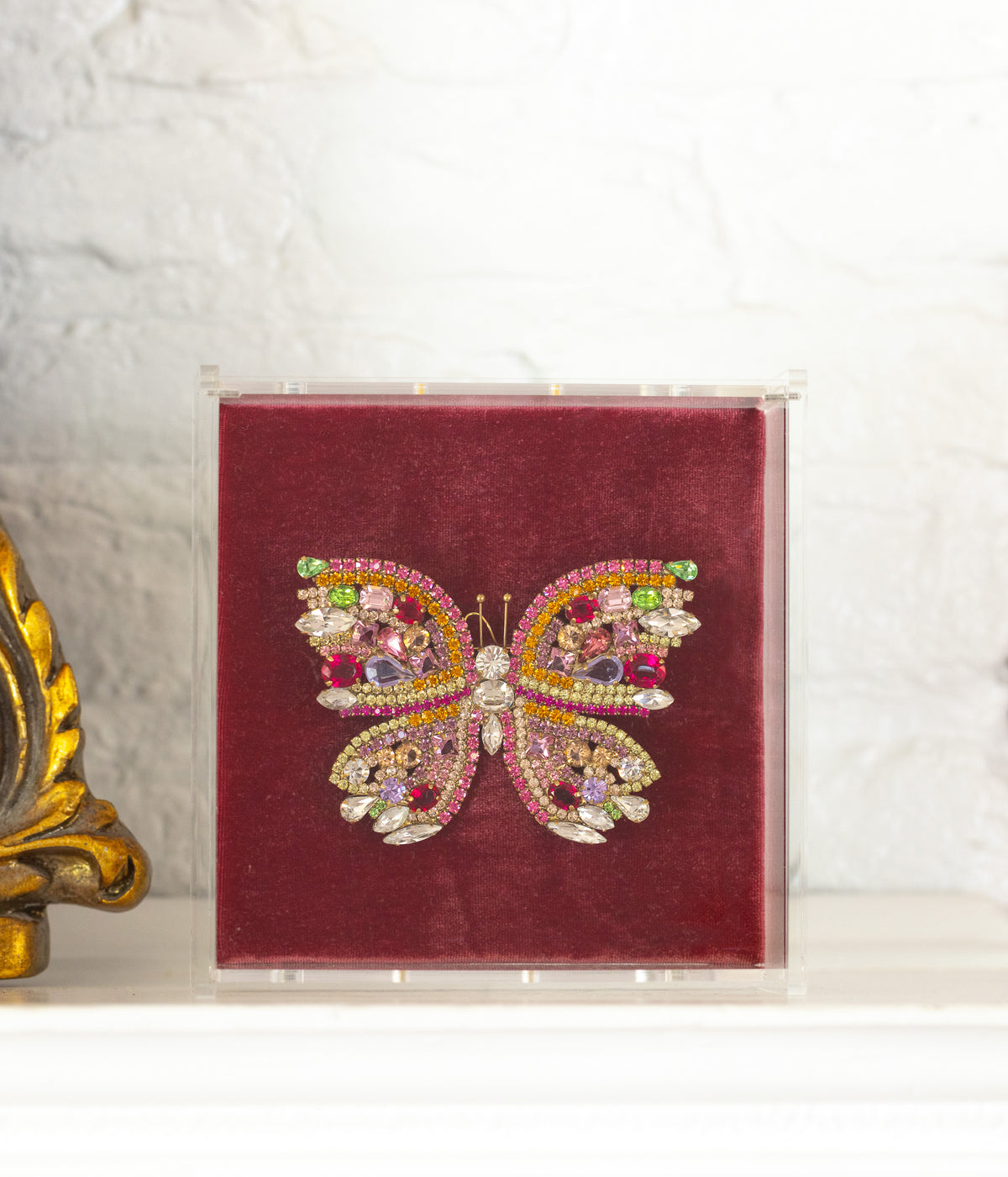 X-Large Butterfly in Rose / Crystal / Rubinite - Loren Hope
