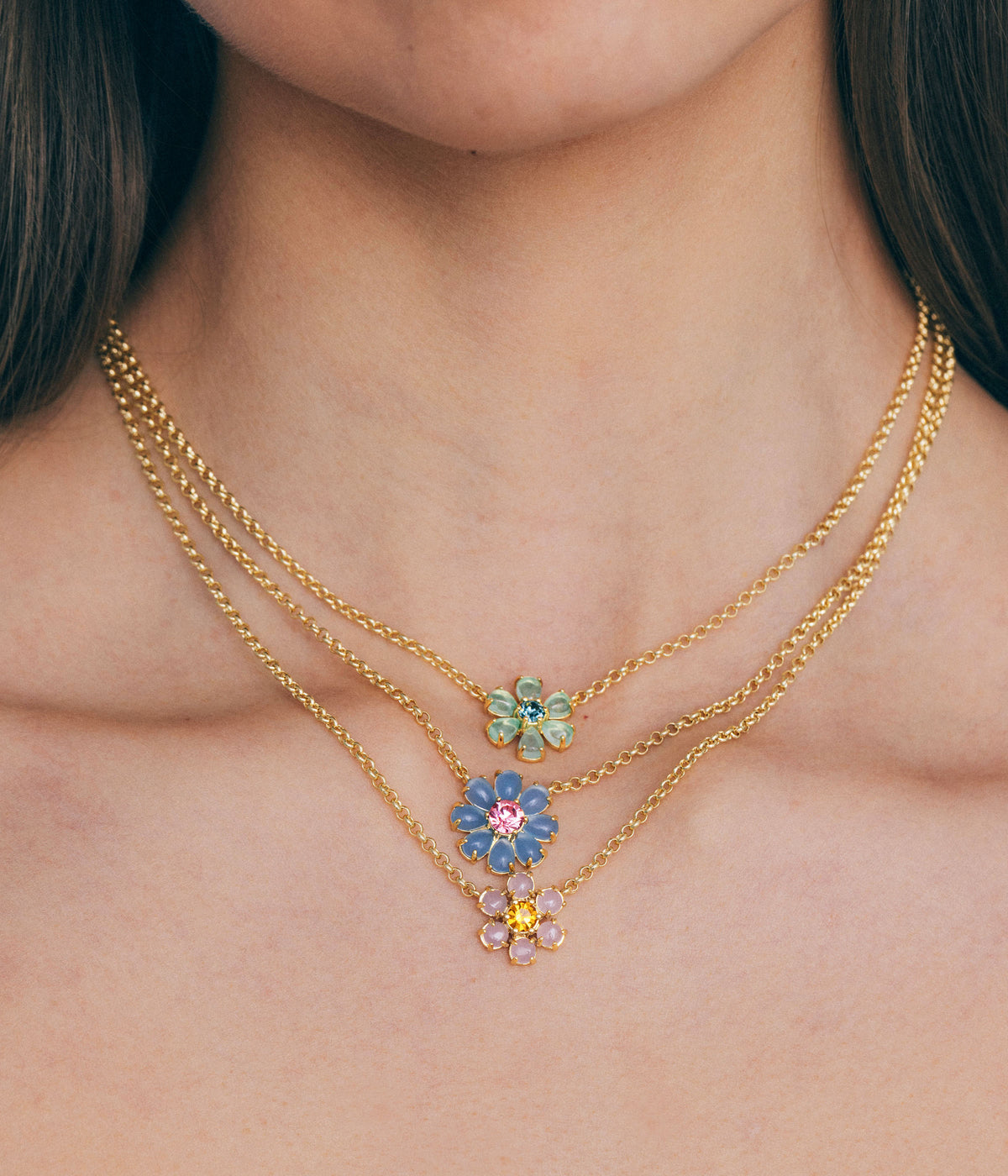 Emeline Flower Necklace in Blue - Loren Hope