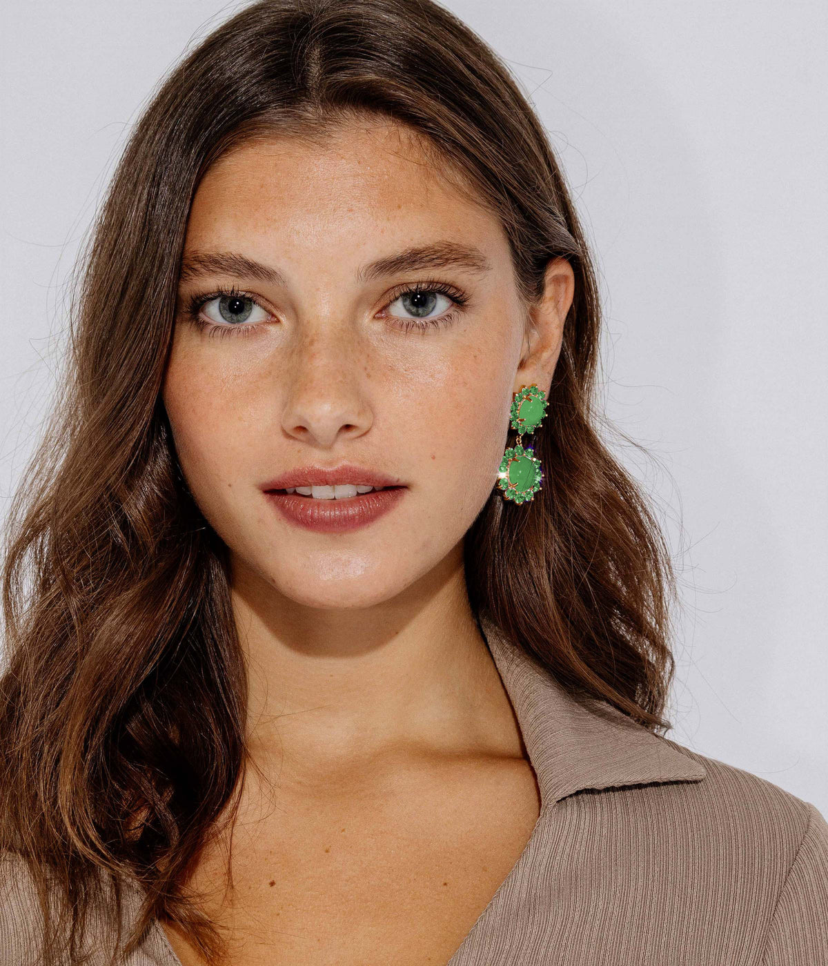 Georgie Drop Earrings in Green - Loren Hope
