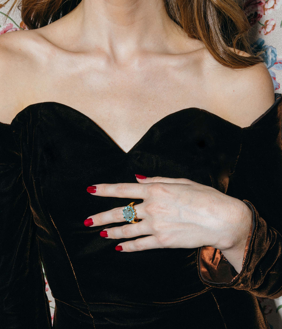 Georgie Ring in Aqua - Loren Hope