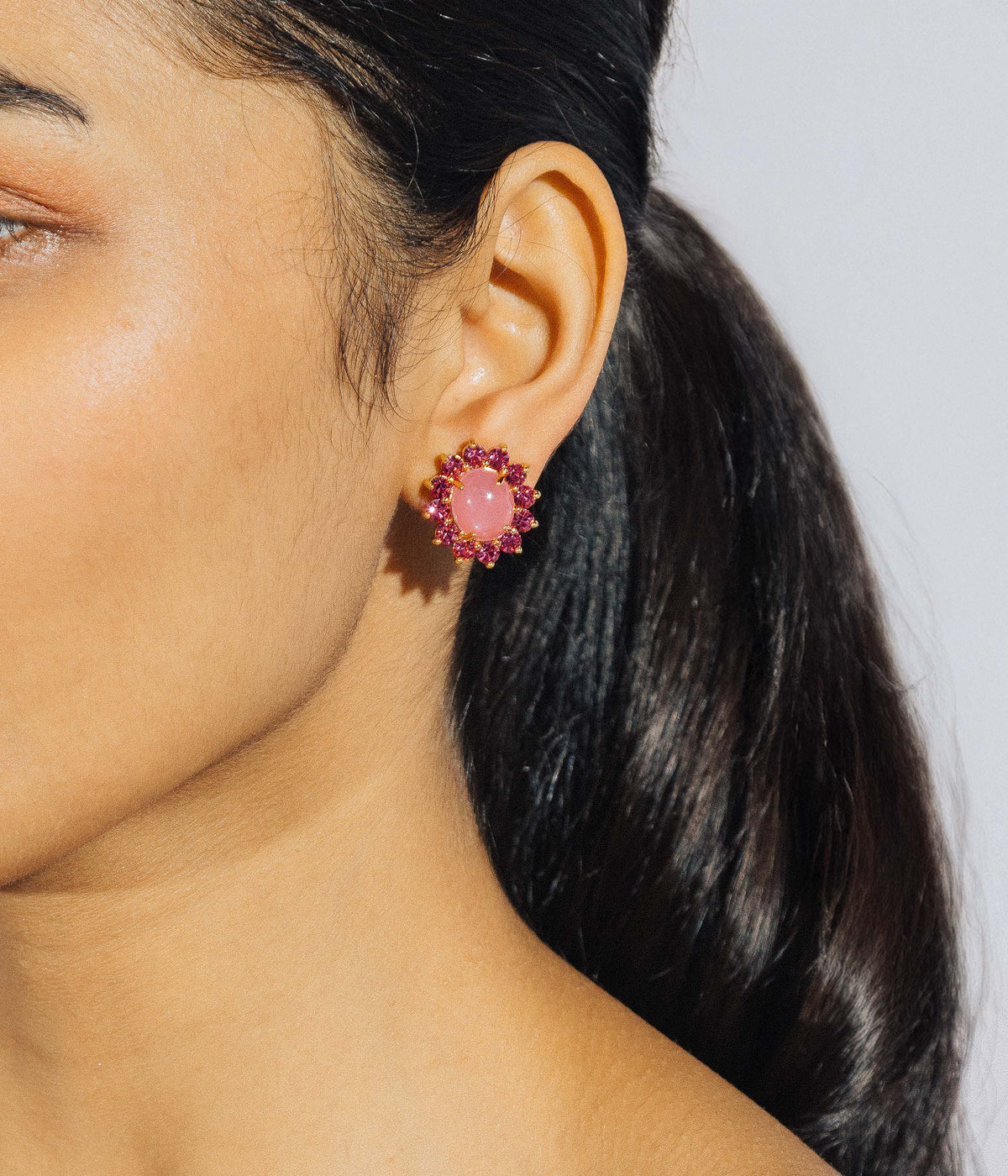 Georgie Stud Earrings in Pink - Loren Hope