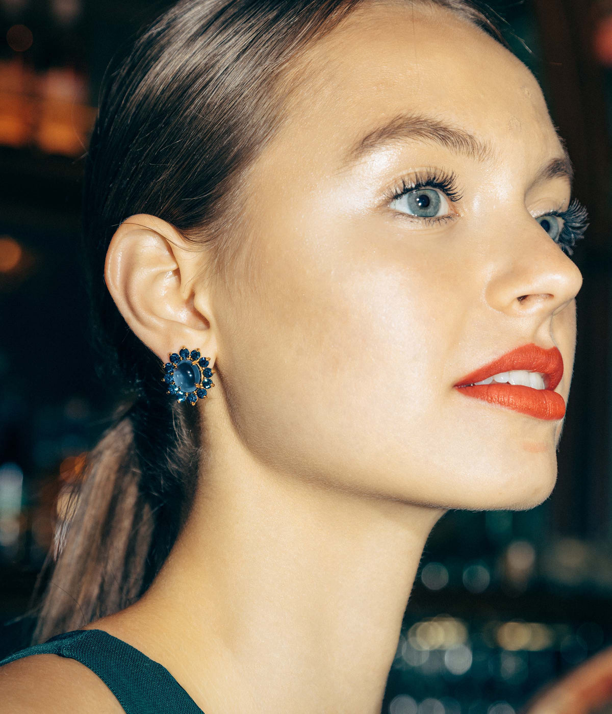 Georgie Stud Earrings in Navy - Loren Hope
