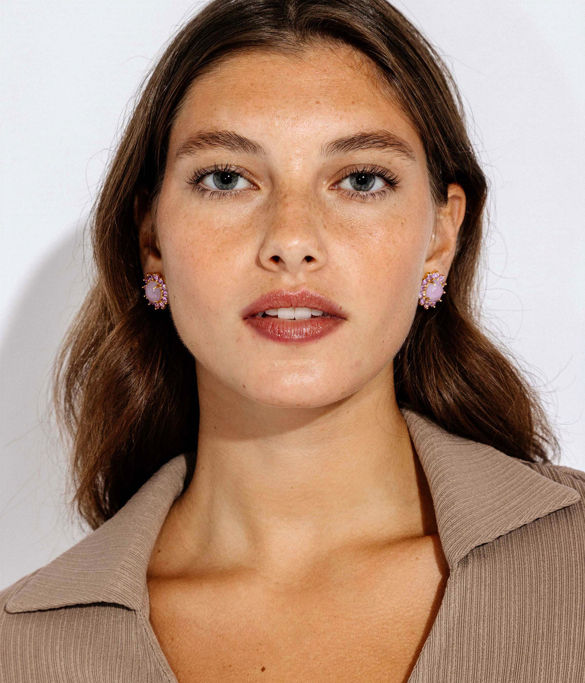 Georgie Stud Earrings in Violet - Loren Hope