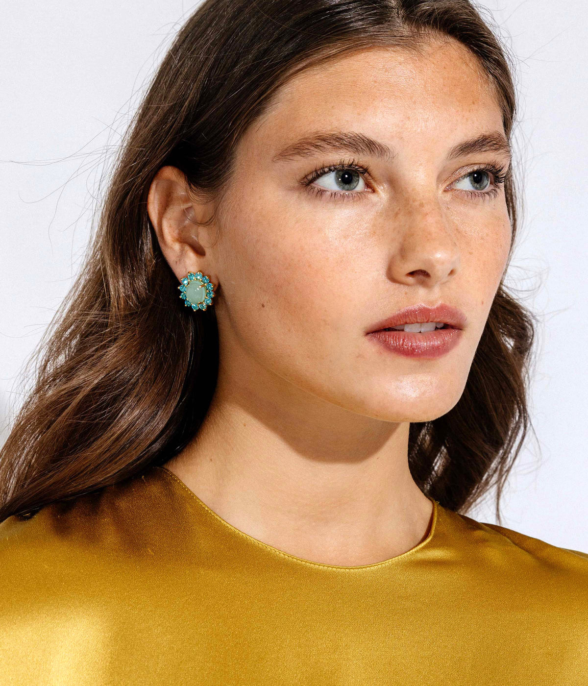 Georgie Stud Earrings in Aqua - Loren Hope