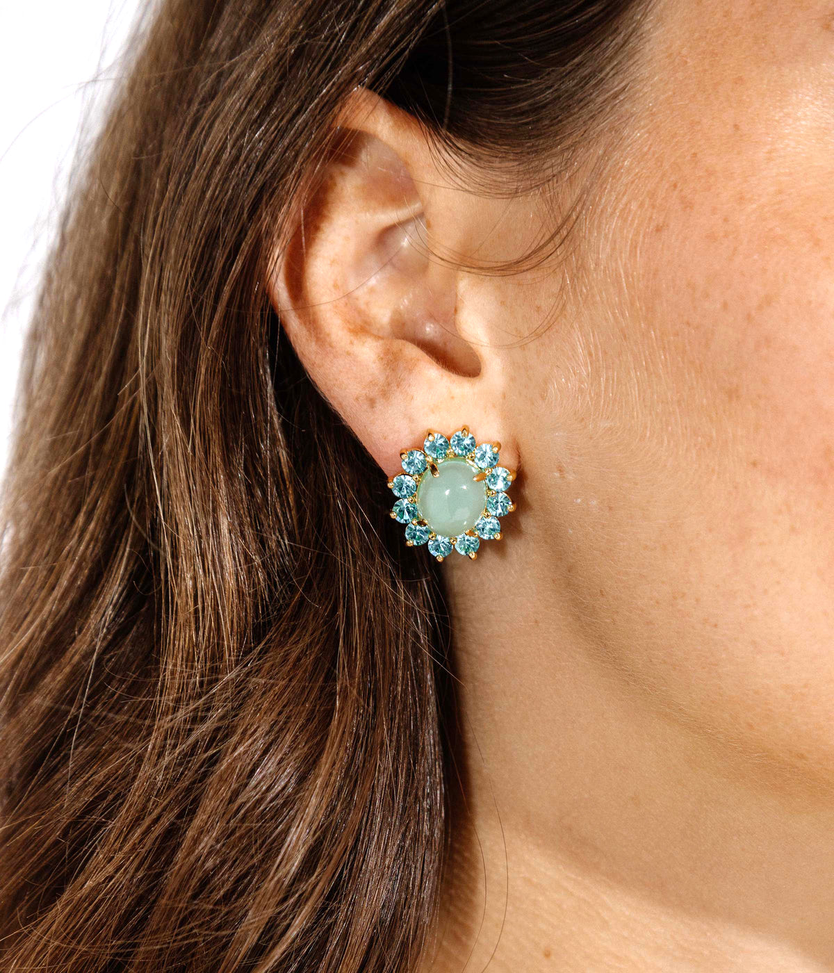 Georgie Stud Earrings in Aqua - Loren Hope