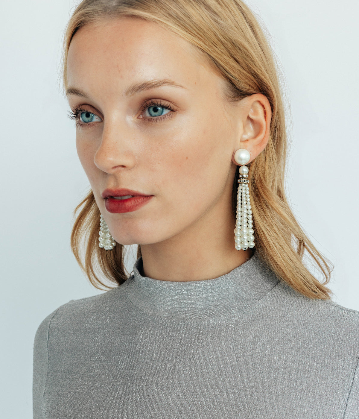 Greer Tassel Earrings in Pearl - Loren Hope