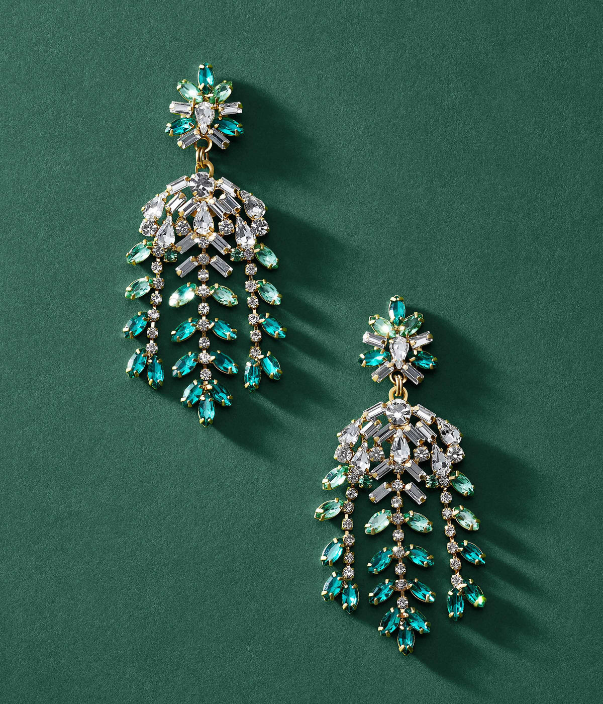Elena Statement Earrings in Emerald - Loren Hope