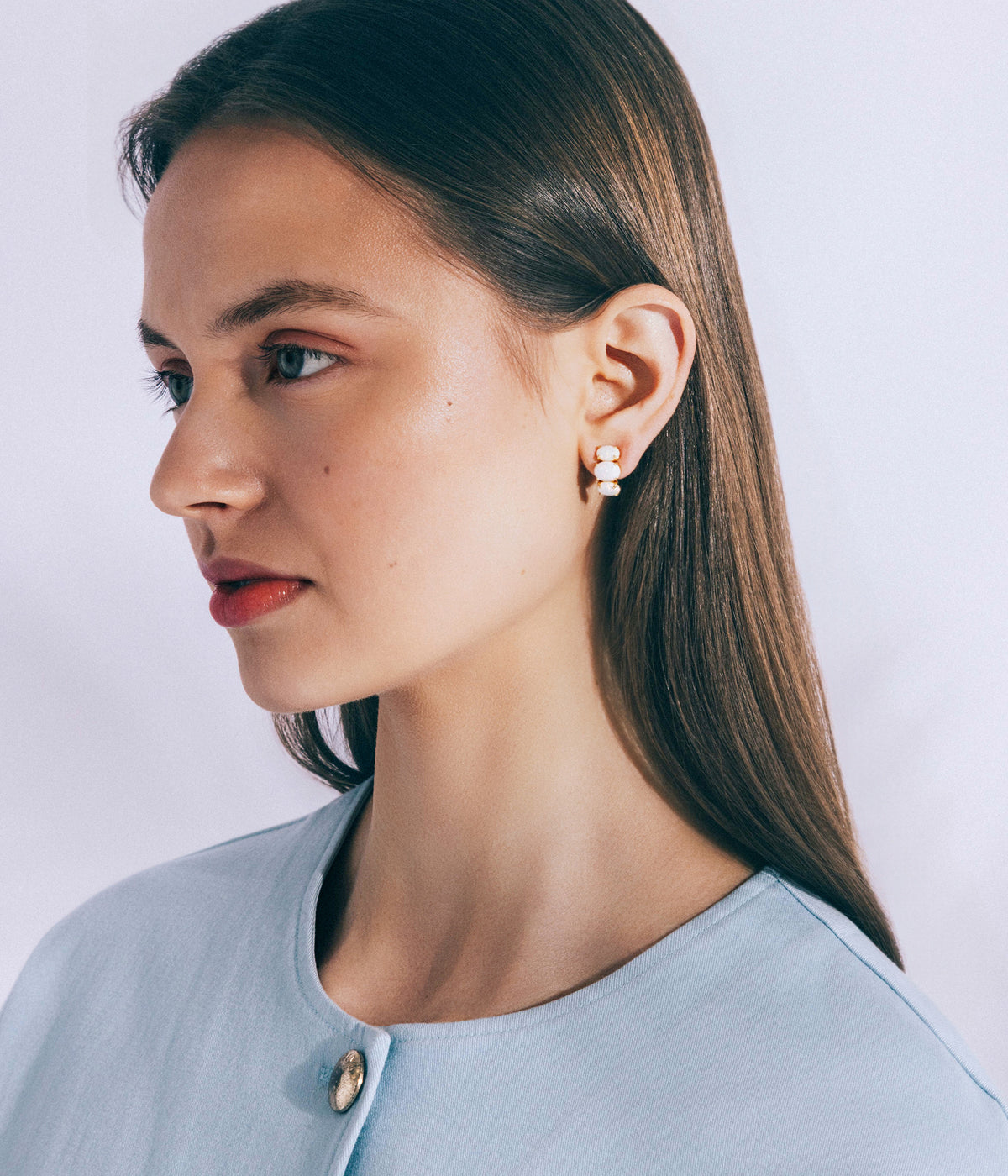 Nola Studs in White Opal - Loren Hope