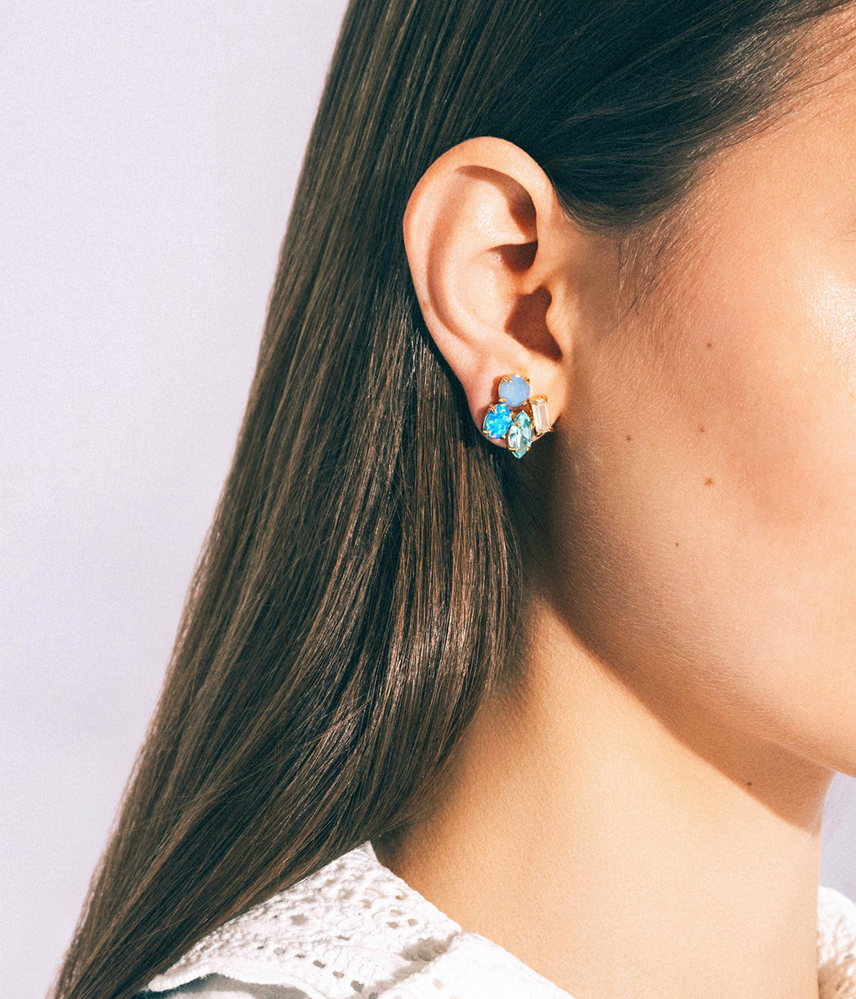 Ridley Stud Earrings in Blue - Loren Hope