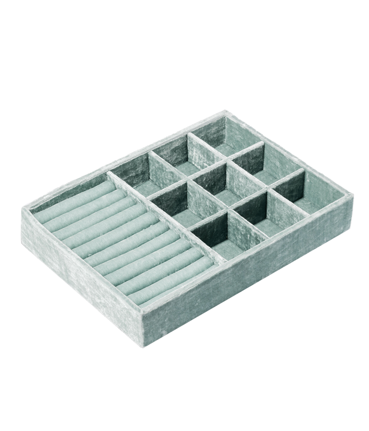 Stackable Silk Velvet Jewelry Tray in Seafoam - Loren Hope