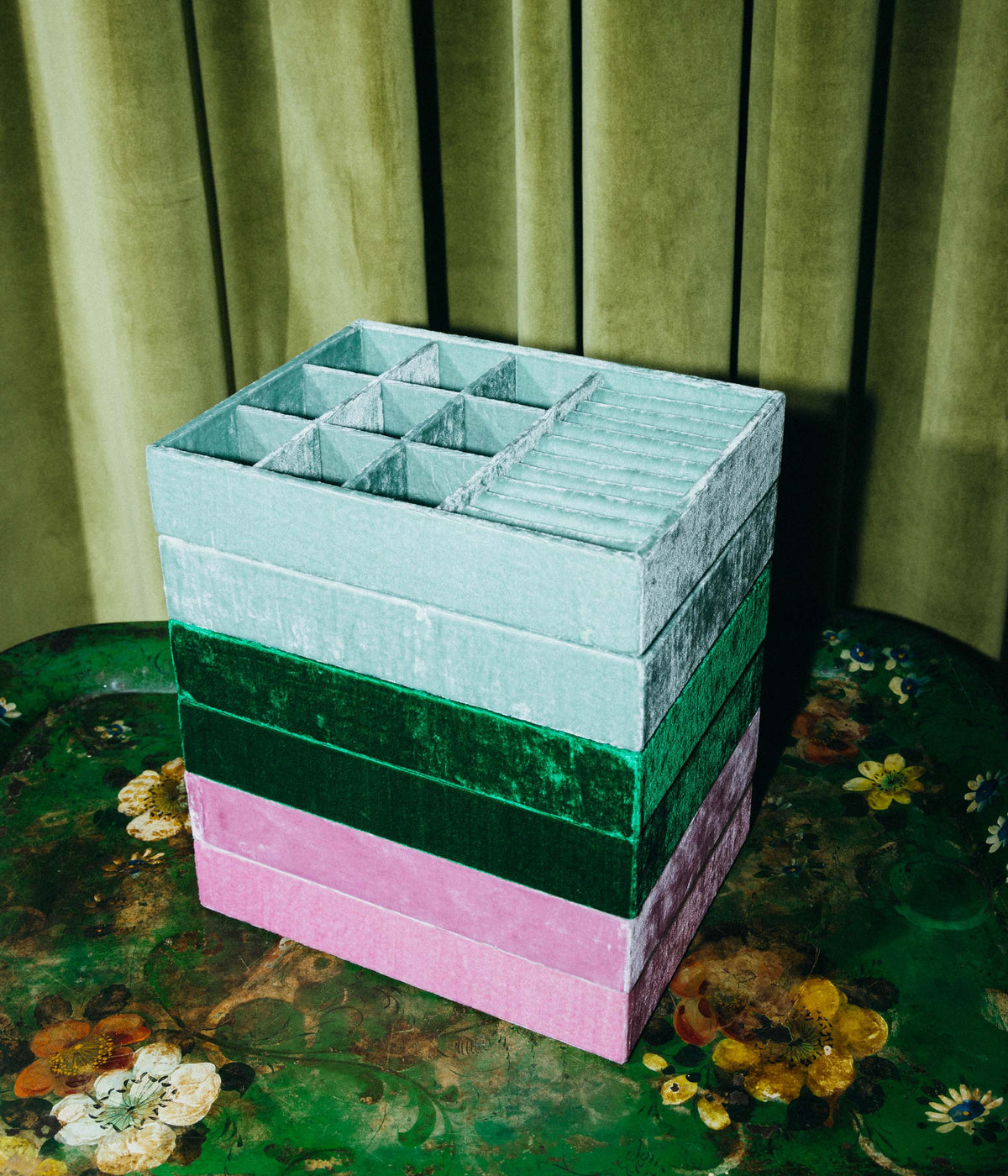 Stackable Silk Velvet Jewelry Tray in Berry - Loren Hope