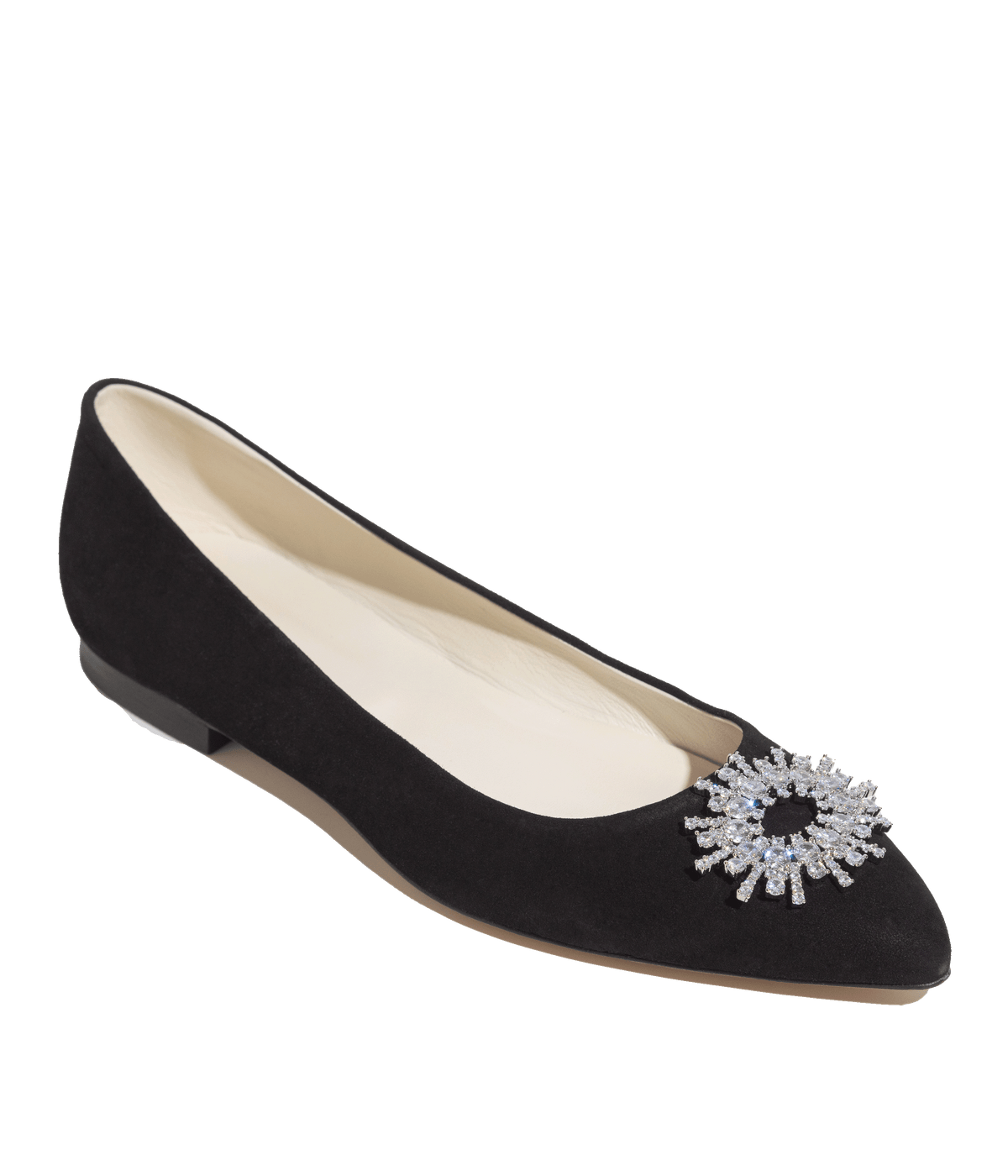 Stevie Ballerina Flats in Black Suede - Loren Hope