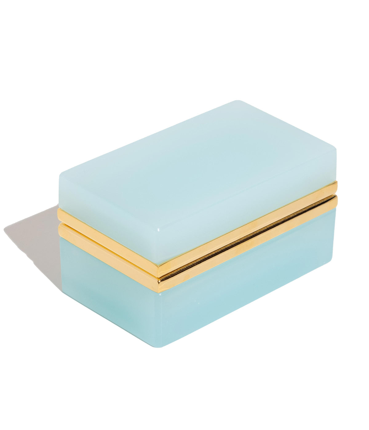Medium Rectangle Aqua Opaline Glass Box - Loren Hope